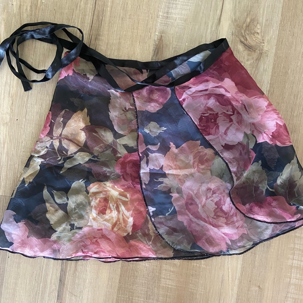 Floral chiffon ballet wrap skirt